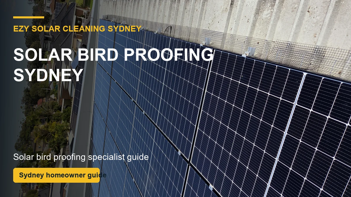 Sydney solar panels with bird proofing mesh installed around the panel edges